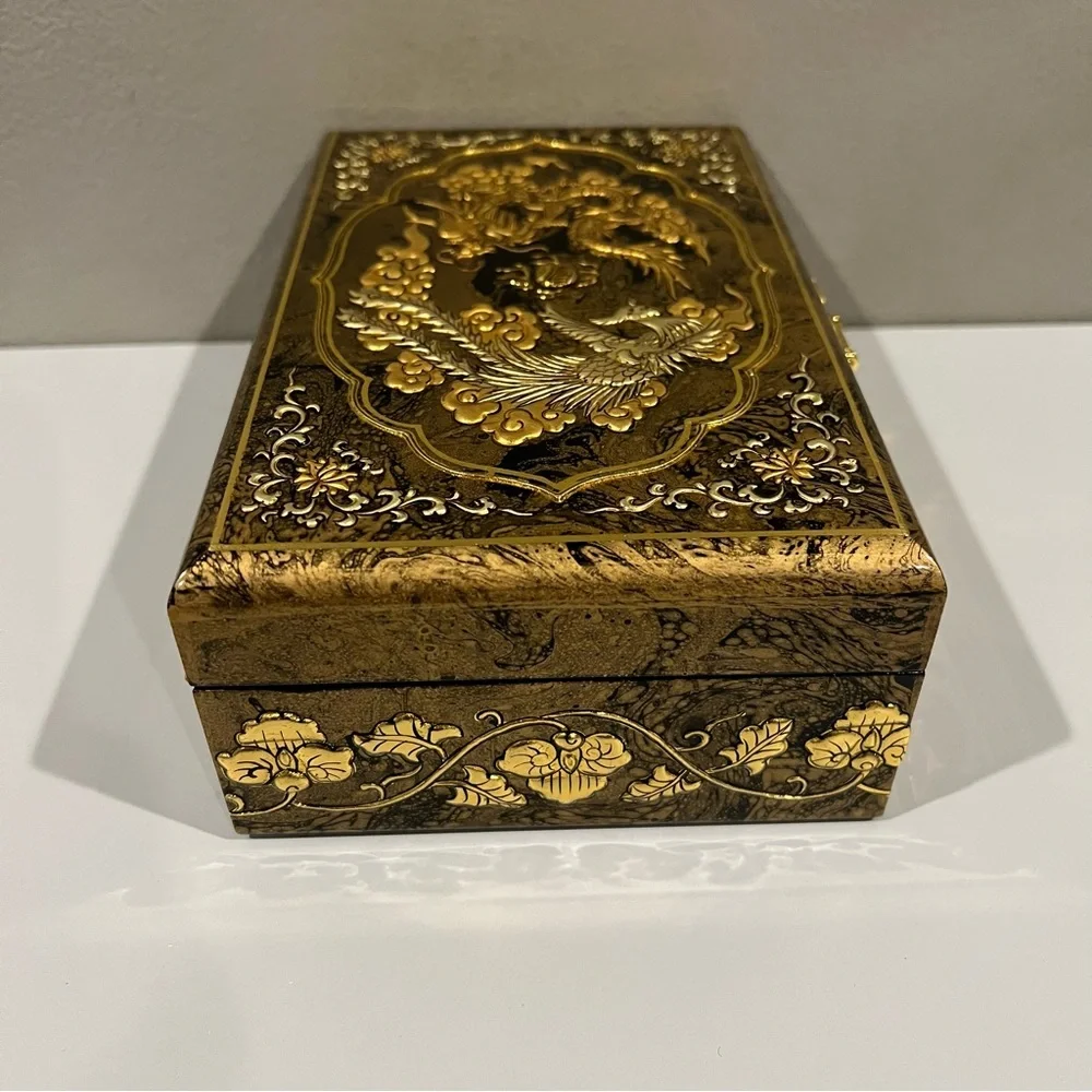 Chinese Style Vintage Jewelry Box Wooden Treasure Storage Earring Rings Necklace